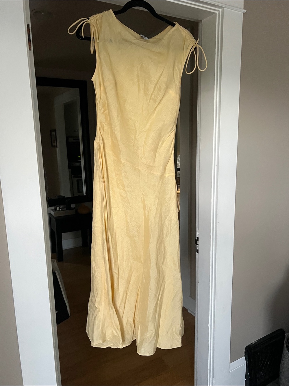 & Other Stories Pale Yellow Tie-Shoulder Maxi Dress